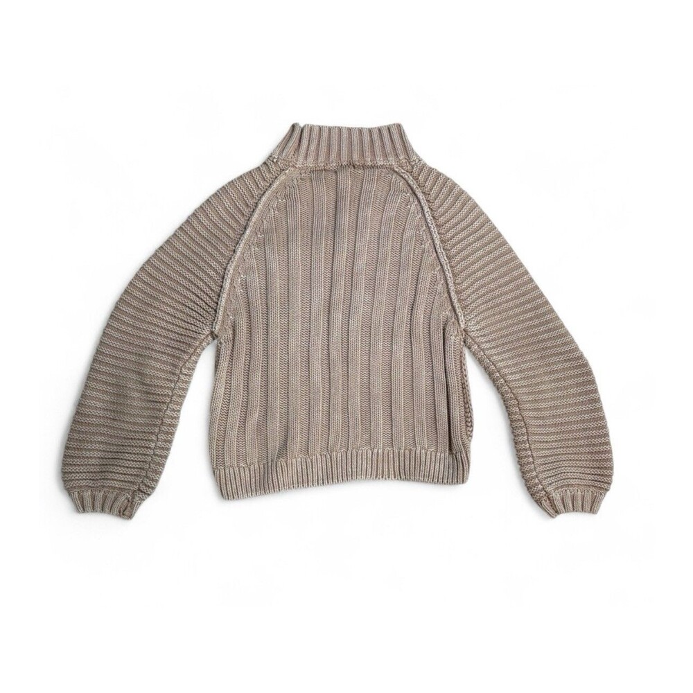 Free People Sweetheart Mock Neck Sweater Size S Sand Castle Beige Rib Knit - Picture 2 of 4